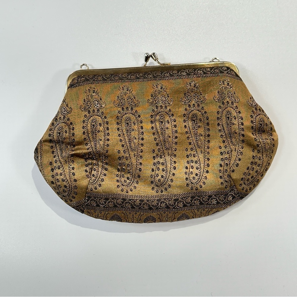 Cottage Product silk evening clutch paisley gold black - Picture 3 of 13